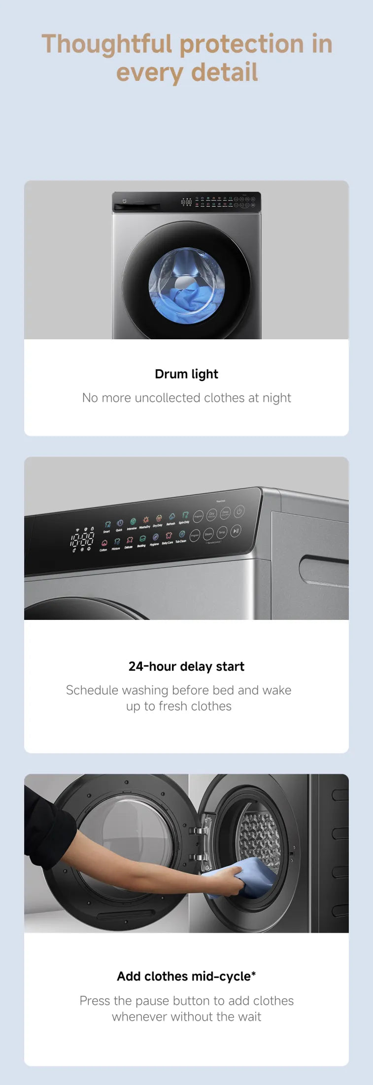 Xiaomi Mijia Front Load Washer & Washer Dryer | 10.5kg |Steam Sterilization, Ultra-Slim, Smart Control, 2Y Warranty