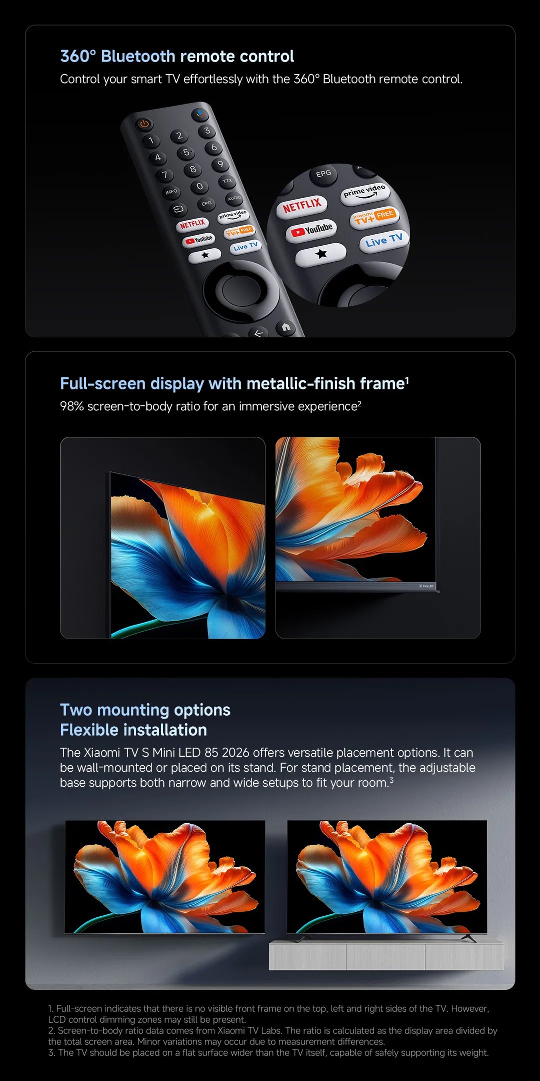 Xiaomi TV S Mini LED Series 2026 | 55"/65"/75"/85''/98'' 4K Smart TV