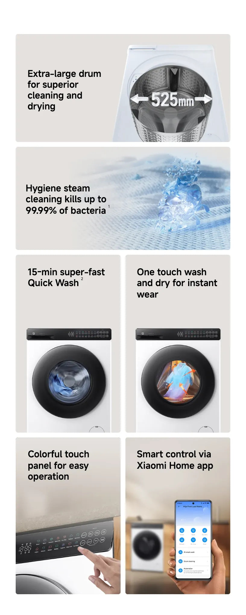 Xiaomi Mijia Front Load Washer Dryer 9kg | Washing Machine 9kg Large Capacity Fast Drying | FREE DELIVERY & INSTALLATION
