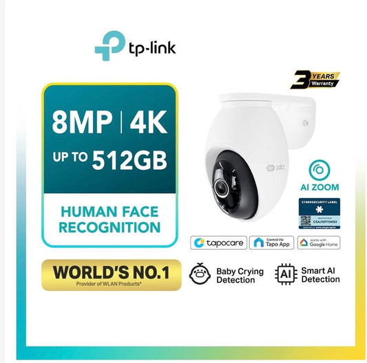 TP-Link Tapo C260 Pan/Tilt AI Home Security Wi-Fi Camera, 4K 8MP, AI detection