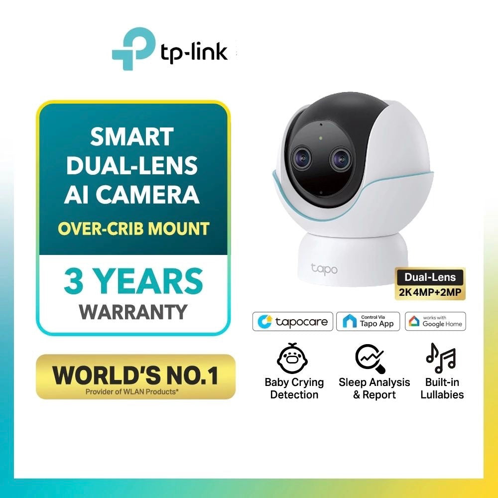 TP-Link Tapo C840 Pan/Tilt Smart AI Baby Monitor Camera 4MP + 2MP Dual Lens Live View