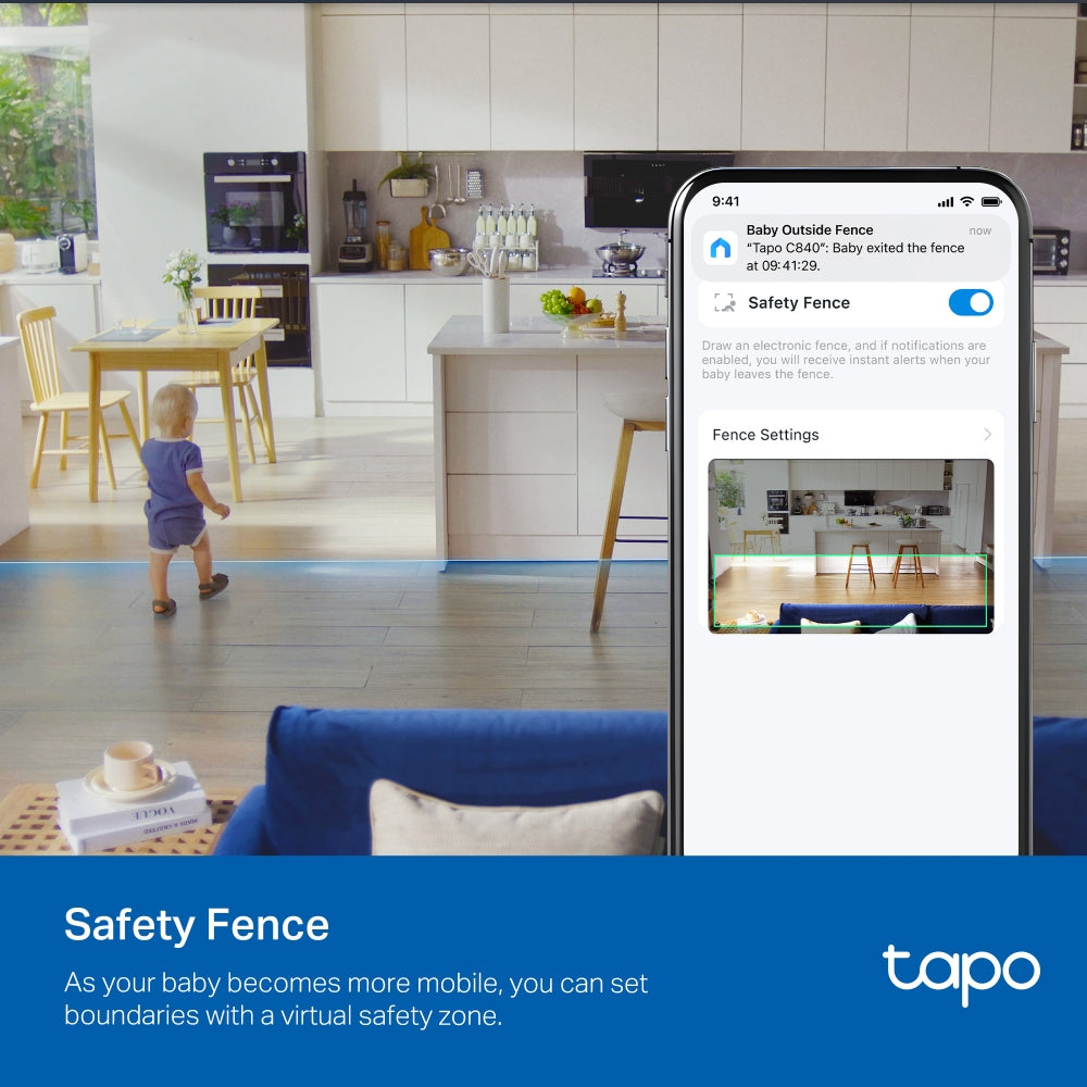 TP-Link Tapo C840 Pan/Tilt Smart AI Baby Monitor Camera 4MP + 2MP Dual Lens Live View