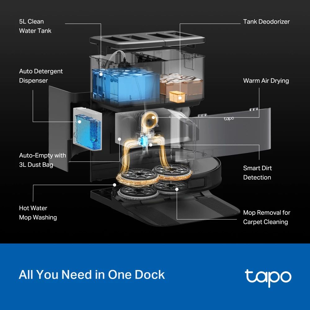 TP-LINK TAPO RV50 PRO OMNI AI Detection Robot Vacuum & Mop + All-in-One Self-Cleaning Station