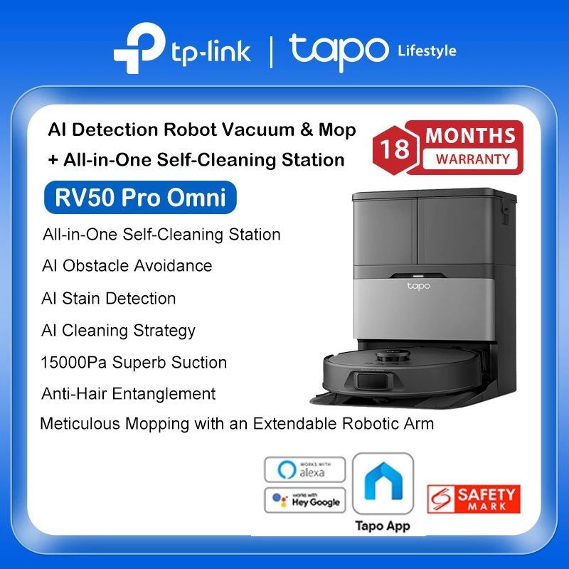 TP-LINK TAPO RV50 PRO OMNI AI Detection Robot Vacuum & Mop + All-in-One Self-Cleaning Station