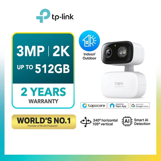 TP Link TAPO C216 Indoor Outdoor CCTV Camera AI Motion Detect Baby Cry Monitor 512GB Storage 2K 3MP