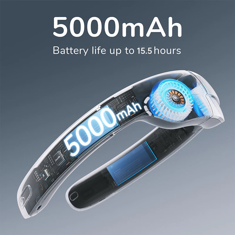 JisuLife Neck Fan Pro 1 100-Gear Strong Cooling Wind 5000mAh LED Screen Bladeless Portable Neck Aircon