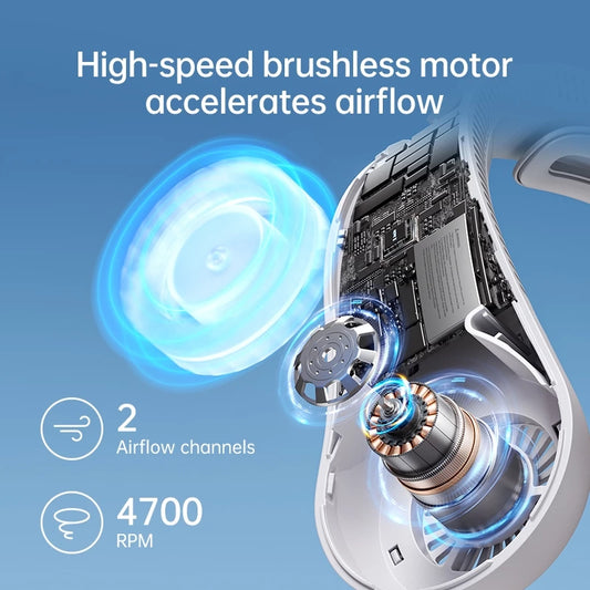 JisuLife Neck Fan 4 Portable Cooling 5 speed Strong Wind 4000mAh High-capacity Battery