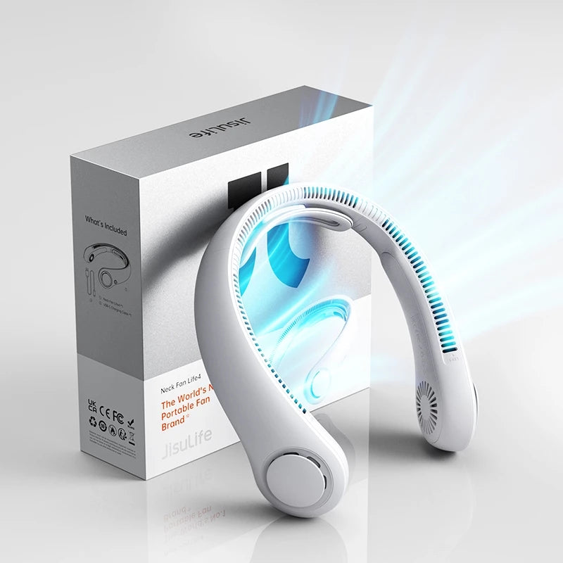 JisuLife Neck Fan 4 Portable Cooling 5 speed Strong Wind 4000mAh High-capacity Battery