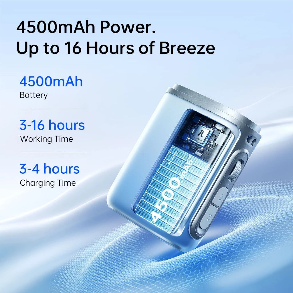 JisuLife Neck Fan 5 100 Levels Adjustable Strong Wind Handheld Fan Desktop LED Screen Portable Sports Fan Waist Fan