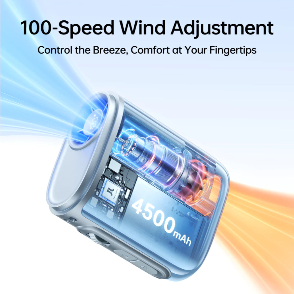 JisuLife Neck Fan 5 100 Levels Adjustable Strong Wind Handheld Fan Desktop LED Screen Portable Sports Fan Waist Fan