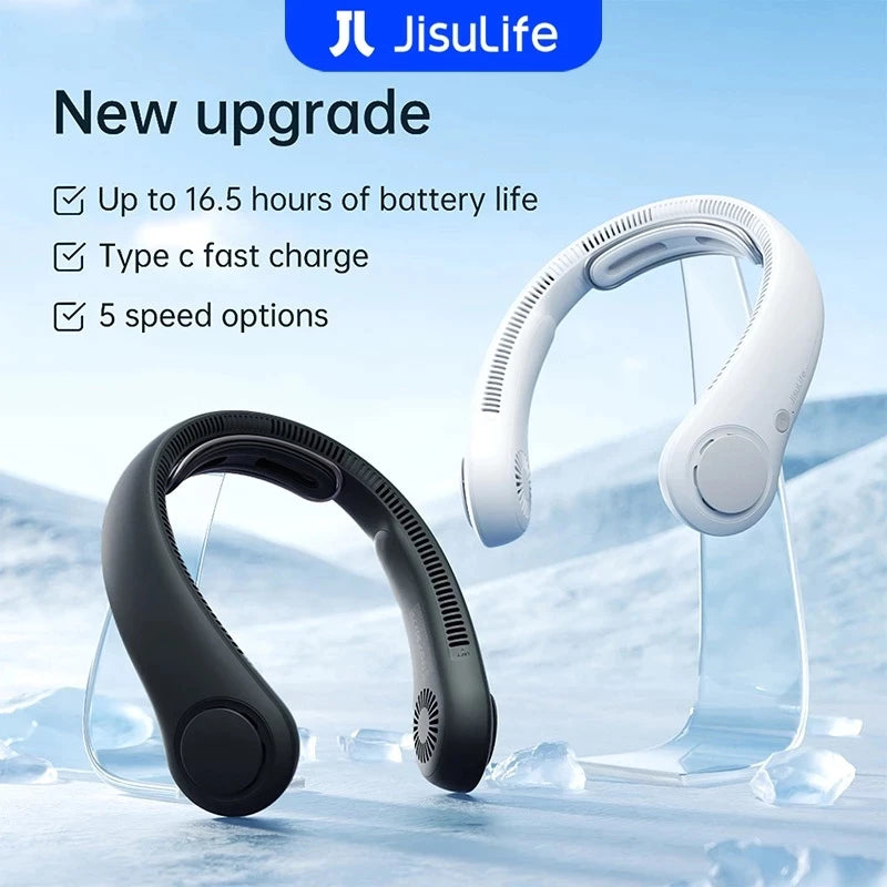 JisuLife Neck Fan 4 Portable Cooling 5 speed Strong Wind 4000mAh High-capacity Battery