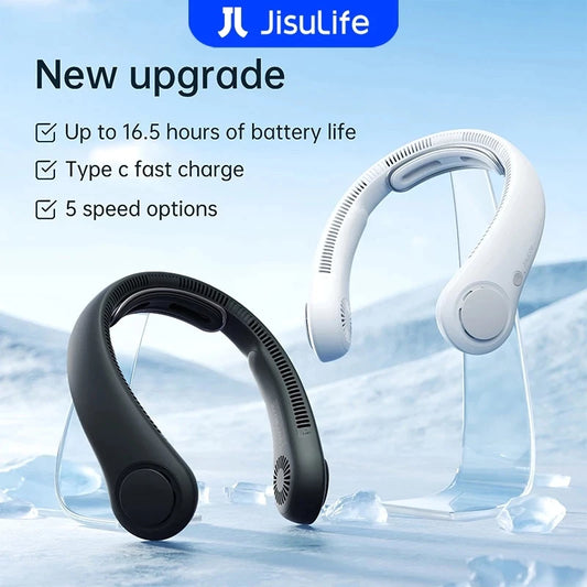 JisuLife Neck Fan 4 Portable Cooling 5 speed Strong Wind 4000mAh High-capacity Battery