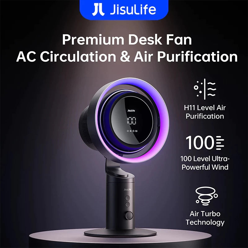 JisuLife Table Fan Pro 3 Air Purification 100 Levels Adjustable Led Display Household Desktop
