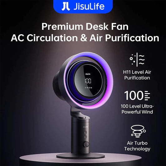 JisuLife Table Fan Pro 3 Air Purification 100 Levels Adjustable Led Display Household Desktop