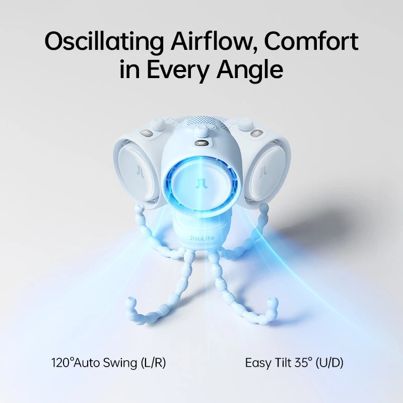 JISULIFE Stroller Fan Life 3 Octopus Yellow | Bladeless Baby Fan with LED Light, 100-Speed Control & 21H Battery