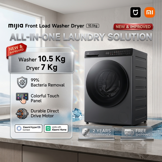 Xiaomi Mijia Front Load Washer & Washer Dryer | 10.5kg |Steam Sterilization, Ultra-Slim, Smart Control, 2Y Warranty
