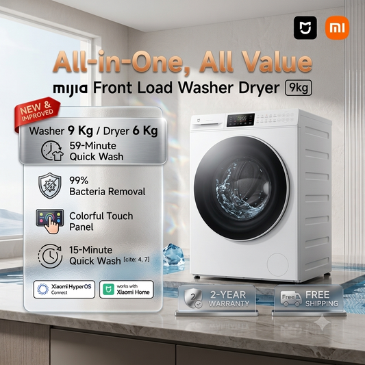 Xiaomi Mijia Front Load Washer Dryer 9kg | Washing Machine 9kg Large Capacity Fast Drying | FREE DELIVERY & INSTALLATION